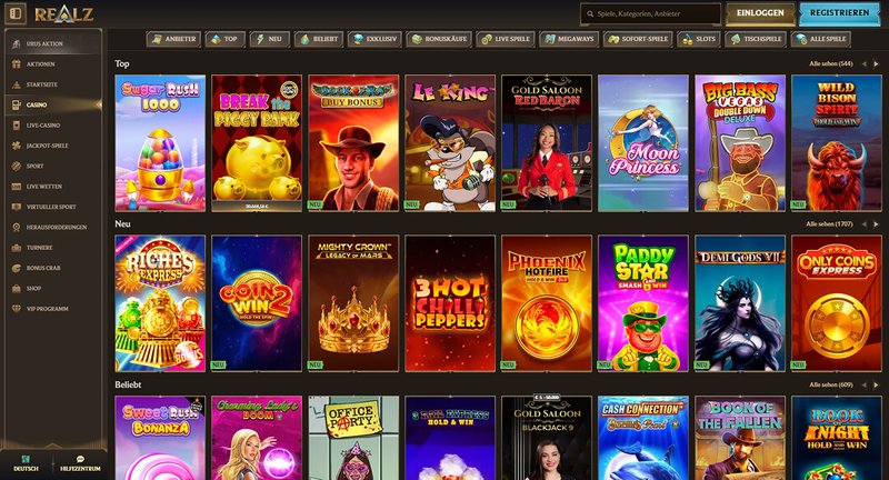 Die Welt von Realz Casino - Echtgeld-Spiele auf Ihrem Handy - overview